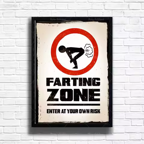 Farting area retro design illustration art prints, funny vintage modern kitchen poster home decoration