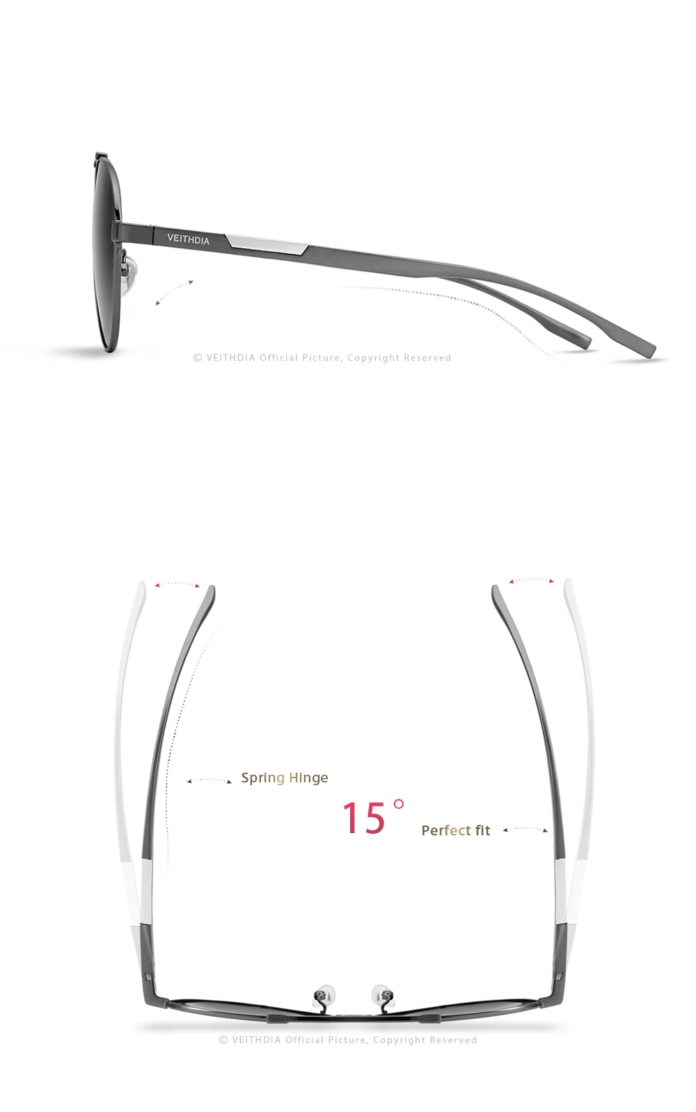 VEITHDIA Männer Sonnenbrille der Aluminium Photochrome Frauen Polarisierte UV400 Objektiv Mode Fahren Outdoor Brillen Männlichen Sonnenbrille 6699 – Detail 11