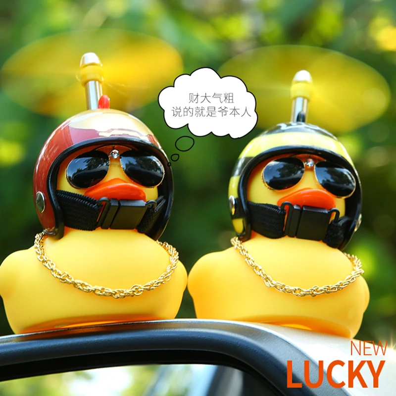 

Car Duck With Helmet Broken Wind Pendant Small Yellow Duck Road Bike Motor Helmet Riding Cycling Accessories Without Lights