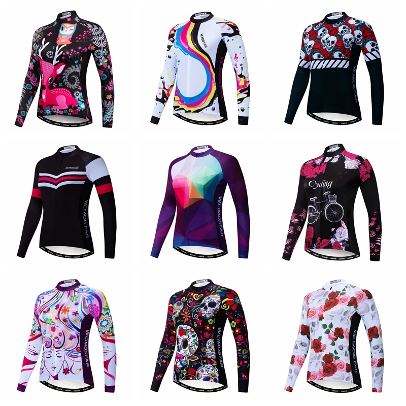 Weimostar Autumn Women Cycling Jersey Long Sleeve Spring Bicycle Cycling Clothing Pro Team Bike Jacket Road Female Cycling Top