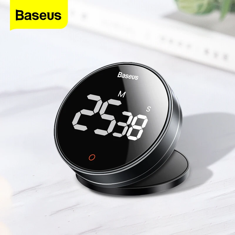 

Baseus Magnetic Kitchen Timer Countdown Stopwatch Manual Rotation Counter Work Sport Study Alarm Clock LED Digital Cooking Timer