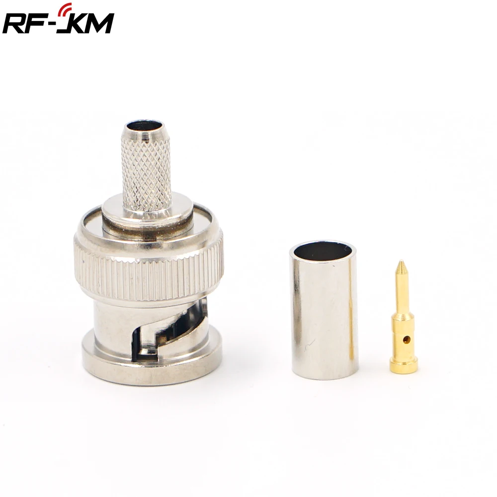 10PCS Bnc Connector Crimp On BNC Male RG58 RG142 LMR195 Coax Coaxial Connector Adapter BNC Male 3-Piece Crimp