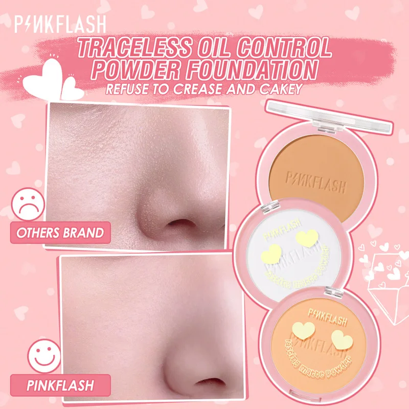 PINKFLASH Makeup Pressed Powder Oil Control Matte Face Setting Powder Waterproof Natural Superfine Make Up Loose Powder