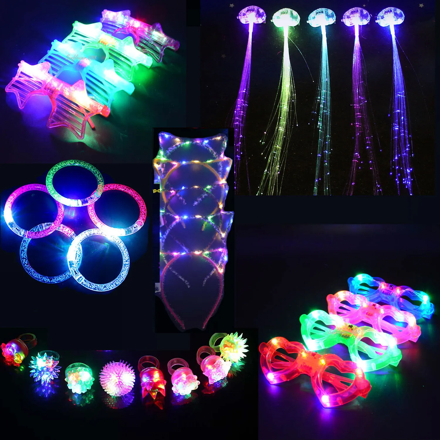 31pcs LED Light Glow Party Favor Toy  Accessories Flash Rings Bubble Bracelets Glasses Children Birthday Gift  Wedding Festival