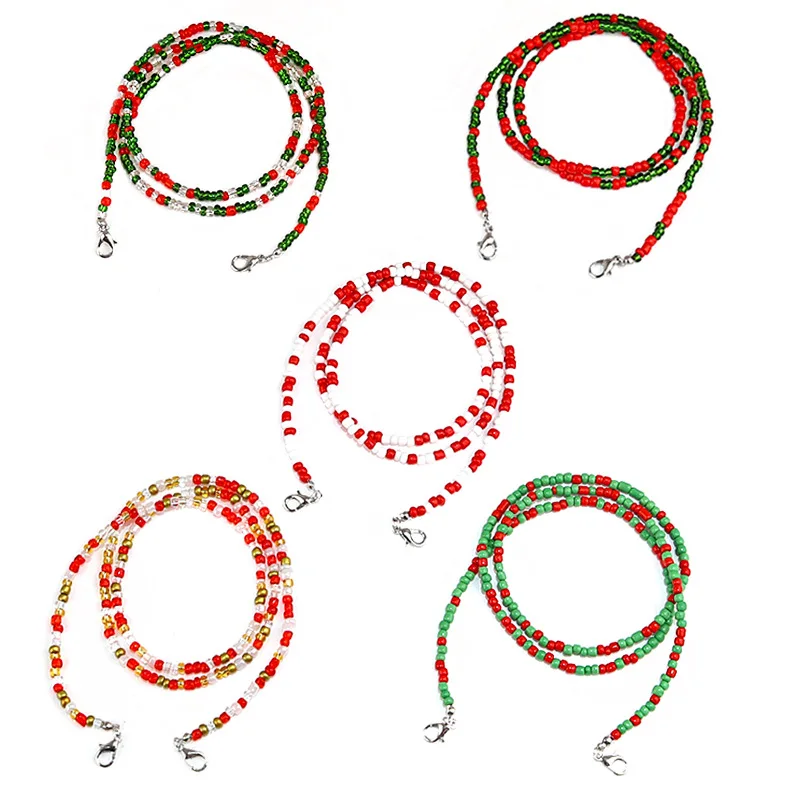 

Christmas Women Face Mask Lanyard Bohemian Colored Strap Beaded Glasses Chains Anti Slip Neck Chain For Eyeglass Sunglasses