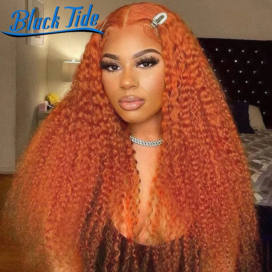 Ginger Lace Front Wig Remy Curly Lace Front Wig Honey Blonde Lace Front Wigs Brazilian 180% 13x4 HD Transparent Lace Frontal Wig