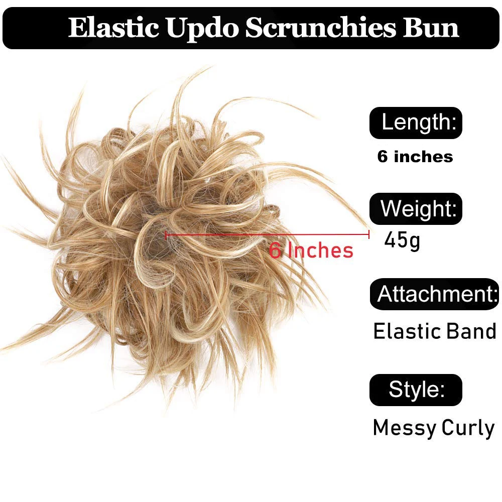 Synthetic Messy Scrunchies Elastic Hair Extension Band Hair Bun Straight Updo Hairpiece High Temperture Fiber Natural Fake Hair