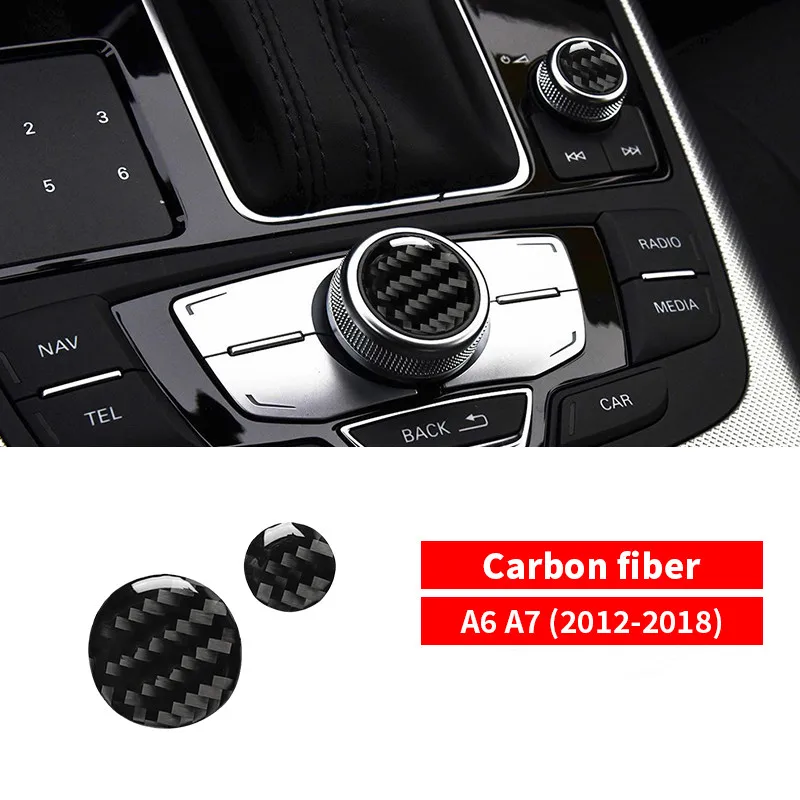 Car Center Console Knob Carbon Fiber Stickers For Audi A6 A7 2012-2018 Automotive Interior Stickers