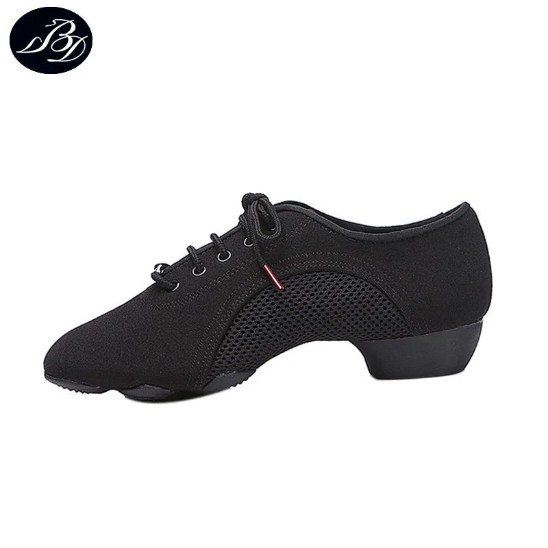 Sapatos de dança bd tênis masculino/feminino de lona, calçado de treinamento de couro, sapatos de salão interno e externo, sola de borracha