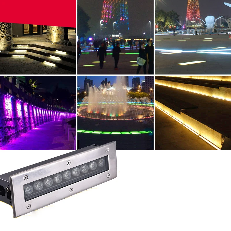 4pcs/lot 3W 5W 6W 7W 9W 12W 15w 18w 24w 36W Rectangle Buried Outdoor Floor Lamp Underground Lighting Waterproof AC85-265V/12V