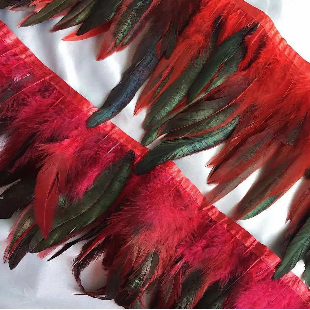 1Meter 13-18CM Chicken Rooster Feathers Trim Natural Chicken Feather Fringe for Craft Plumes juju hat Ruban