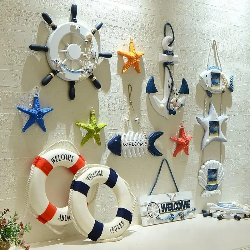 Tire decoration indoor seafood building rudder simple wall cartoon helmsman restaurant shop ocean Pirates