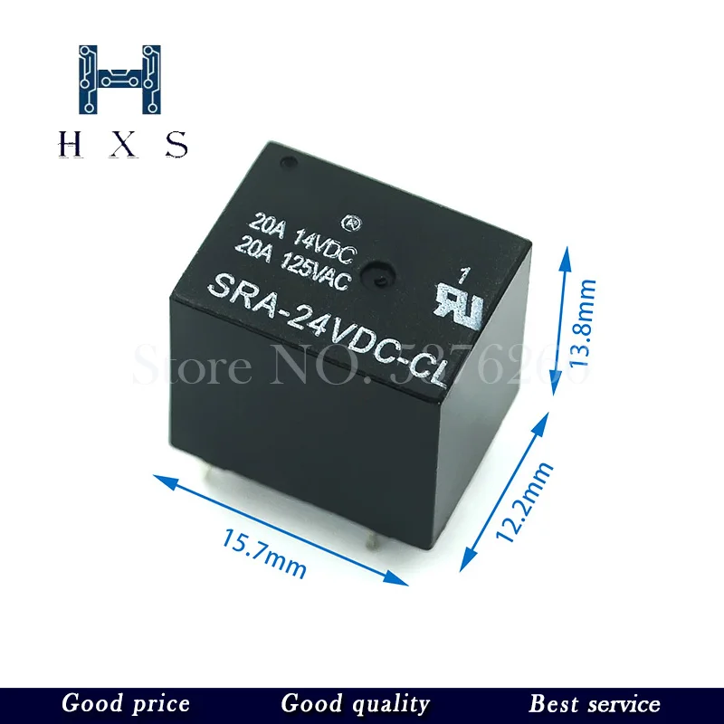 5Pcs 5V 12V 24V 20A DC Power Relay SRA-05VDC-CL SRA-12VDC-CL SRA-24VDC-CL 5Pin PCB Type In stock Black Automobile relay