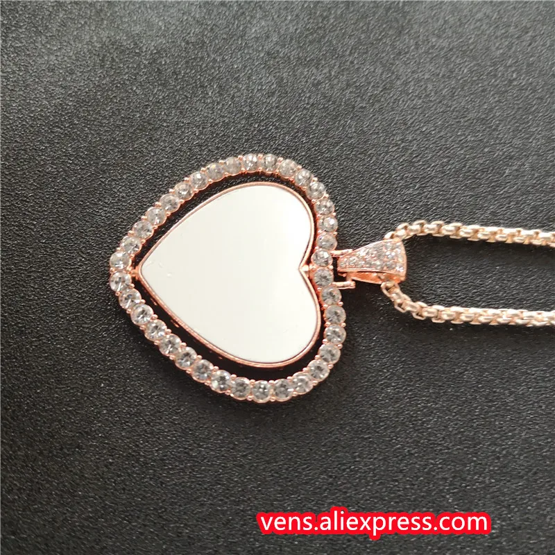 sublimation blank heart shape  necklaces pendants hot transfer printing pendant jewelry consumables two sided printing 10pcs/lot