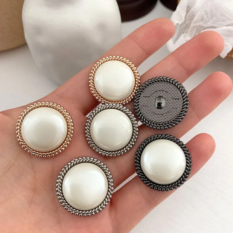 2pcs／lot Metal Buttons Pitted side Edge Rose Gold Bright Silver Gun Black Pearl White Shirt Decoration Accessories YS201013-5