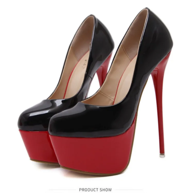 17CM New Spring Woman Pumps Shoes Sexy Extreme High Heels Wedding Party Size 35-42 Platform Heels Color matching Red Ladies 698