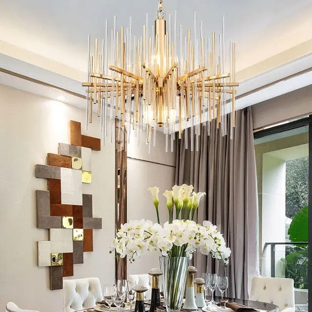 LED Crystal Chandelier Lights Modern Golden Round Lamp Stainless Steel Chain Chandeliers Lighting For Kitchen Restaurant Lights