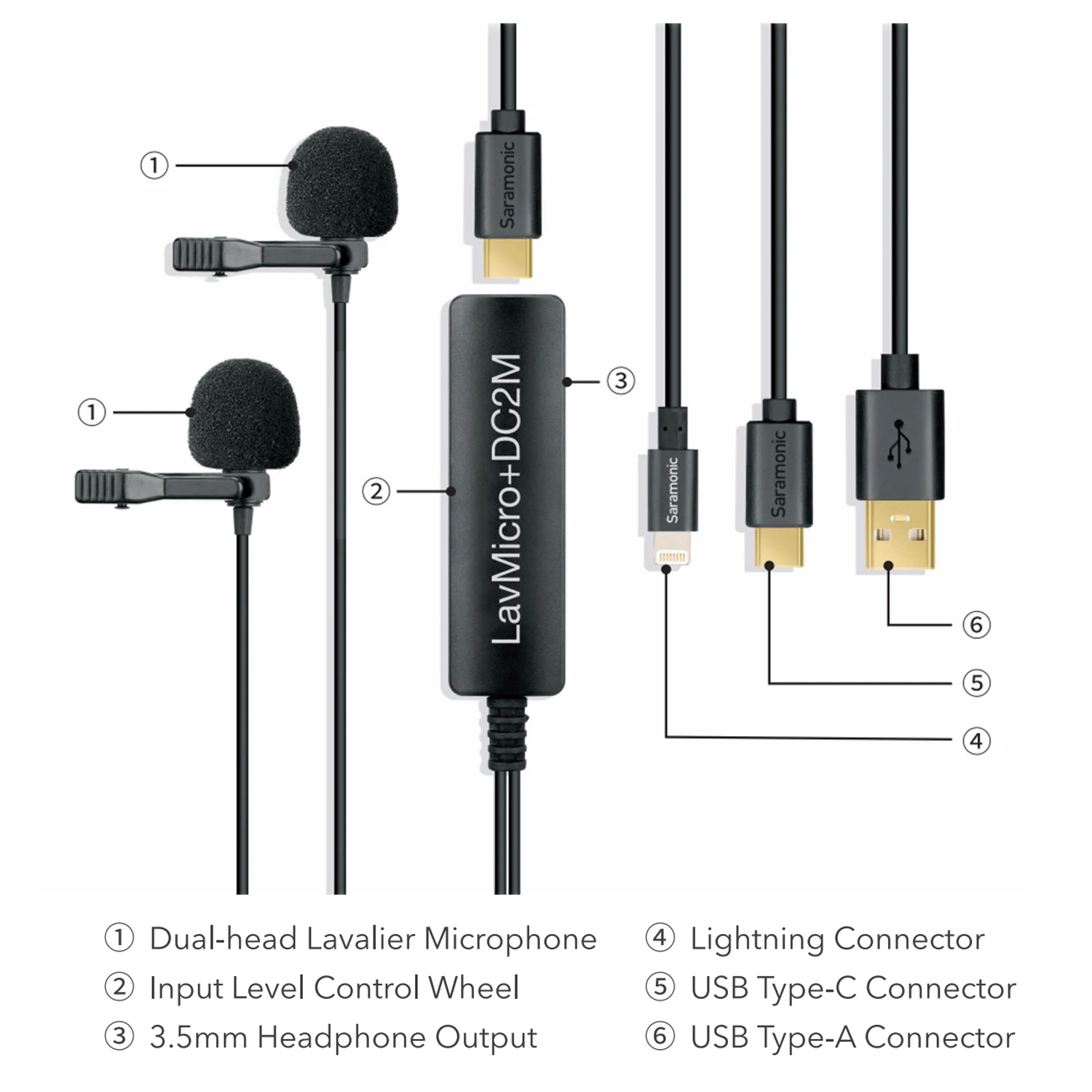 ميكروفون سارامونيك لاف مايكرو + تيار مستمر لافالير لهواتف آيفون آي باد أندرويد الذكية ماك أجهزة الكمبيوتر أجهزة الكمبيوتر يوتيوب تسجيل البث المباشر