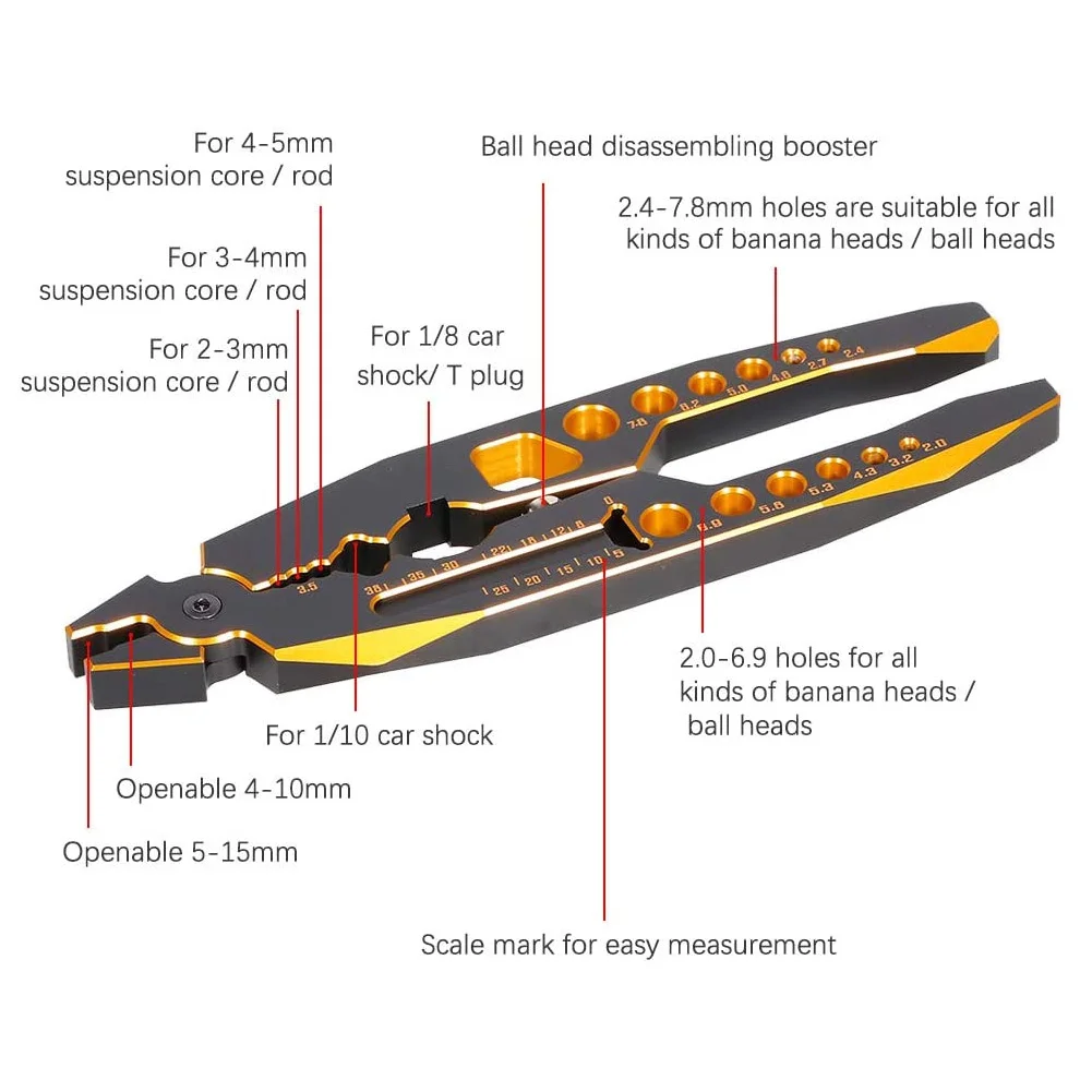 Remote Control Car Assembly Tool All-metal Multi-function RC Shock-Absorbing Tool Pliers Ball Nose Pliers Suspension Lever Tool