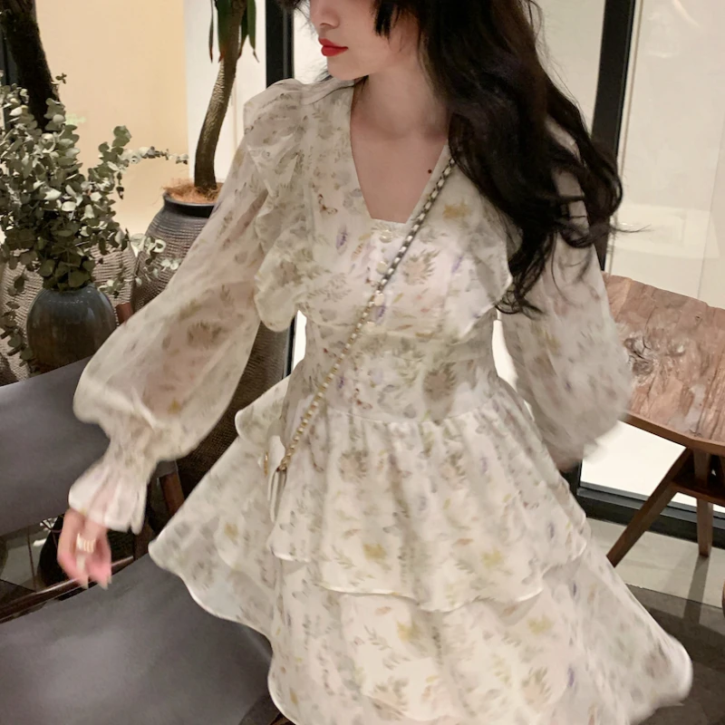 Vintage Long Sleeve Fairy Dress Women Sweet Ruffle Elegant Princess FloralDress Female 2021 Autumn Slim Korean Party Mini Dress - AliExpress 200000345 Vintage Long Sleeve Fairy Dress Women Sweet Ruffle Elegant Princess FloralDress Female 2021 Autumn Slim Korean Party Mini Dress - AliExpress 200000345