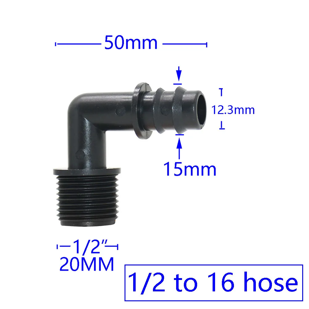 1/2 3/4 gwint męski do 16mm 20mm 25mm ogród króciec do węża złącze Elbow 1/2 3/4 1 \