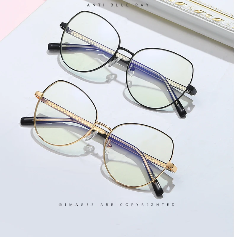 

Agstum Anti Blue Light Metal Glasses Women Vintage Style Brand Design Optical UV Eyeglasses