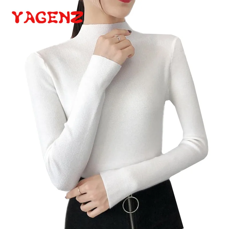 

YAGENZ Fashion Turtleneck Sweater Spring Autumn Clothes For Women Pullover Knit Sweater Pull Femme Hiver Bottoming Sweater 782