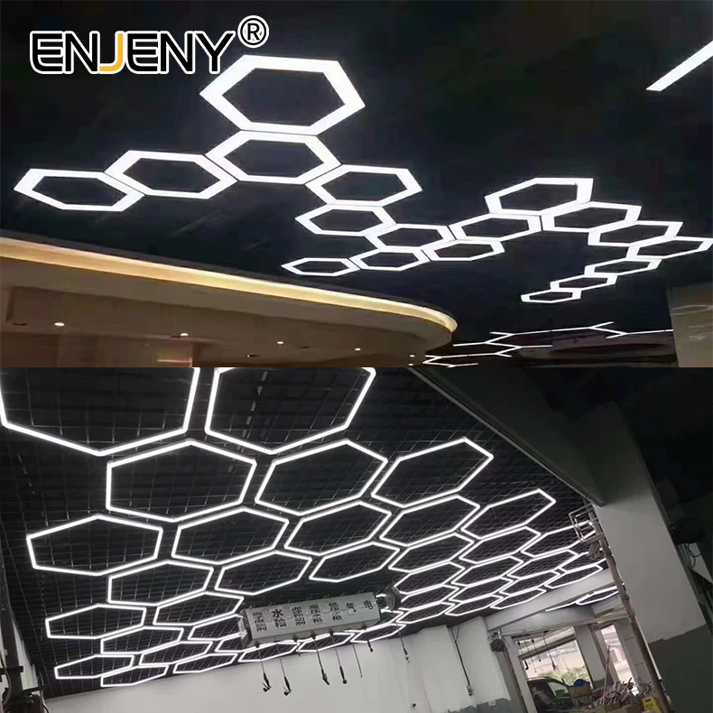 DIY Self Service for the Car Polishing Popular in France Hexagon Led Lights Wall Lamp Show Room Garage Ceiling Design Decoration