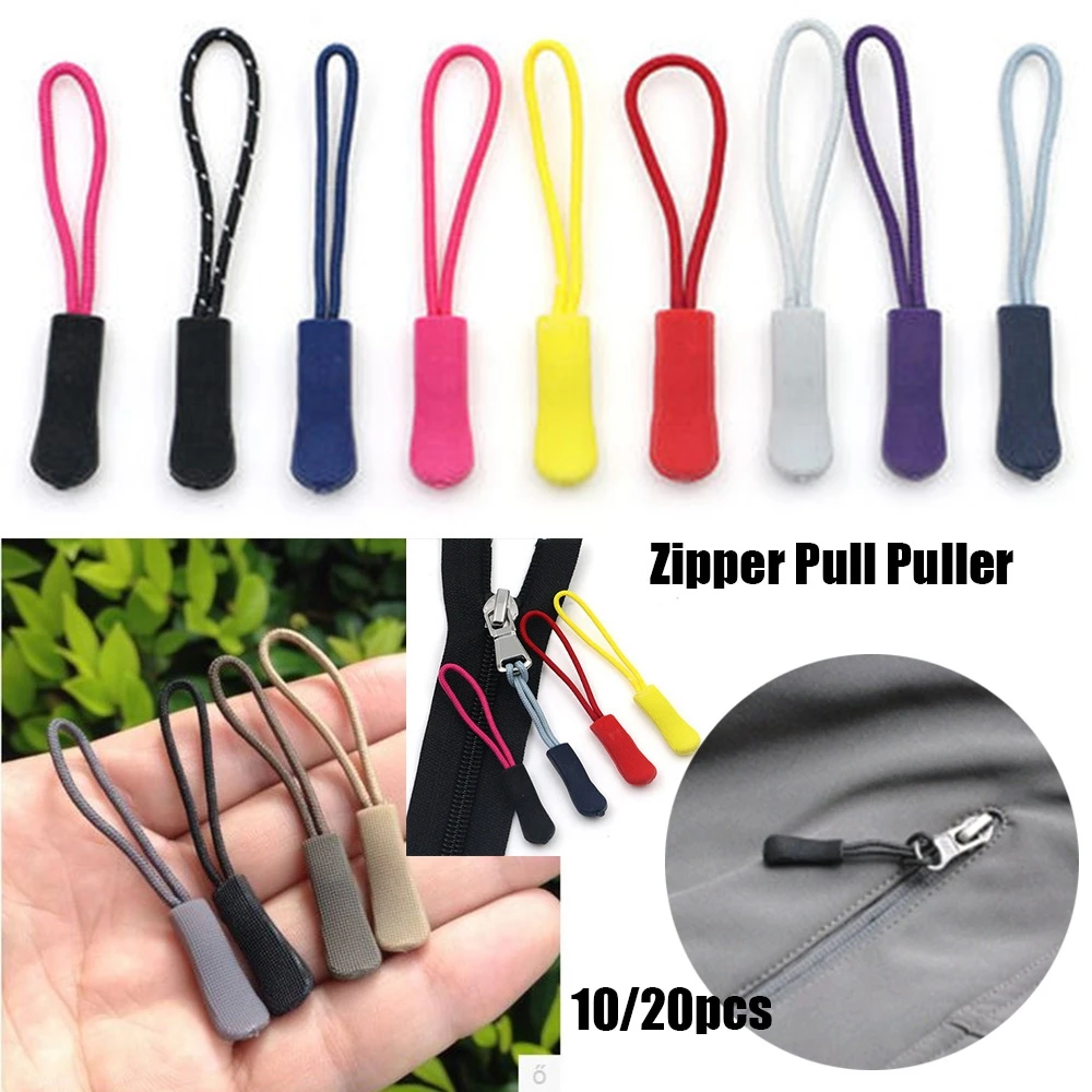 Colorful Zipper Pull End Fit Rope Tag Fixer Zip Cord Tab Replacement Clip Broken Buckle Tent Backpack Clothes Bag Suitcase