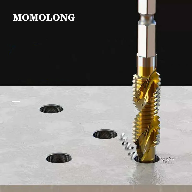 M3 M4 M5 M6 M8 M10 Tap Drill Bits 1/4 Hex Shank Machine Hand Taps Titanium Coated HSS Drilling Tap Bits Thread Screw Tools