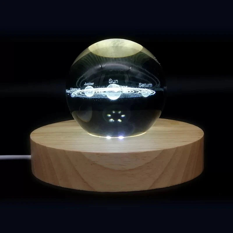 Crystal Milky Way /Wheel Earth Glass Globe Sphere And Wooden Lamp Holder Point Healing Home Decor