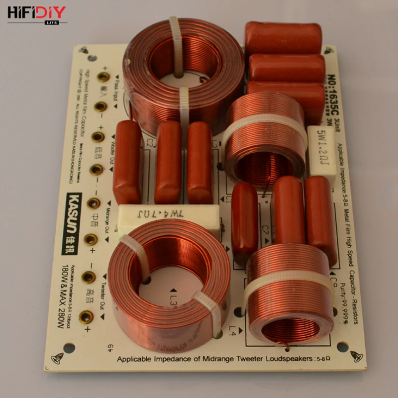 HIFIDIY LIVE  1635 3 Way 3 speaker Unit (tweeter + mid +bass )HiFi Speakers audio  Frequency Divider Crossover Filters