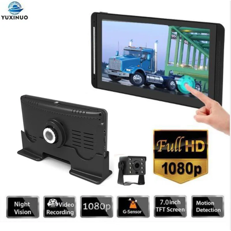 

12V-24V Dash Cam Car DVR Recorder 7 Inch IPS FHD 1080P Dual Lens Camera Dashboard Dedicated DVR Auto Video Dashcam Rearview Park