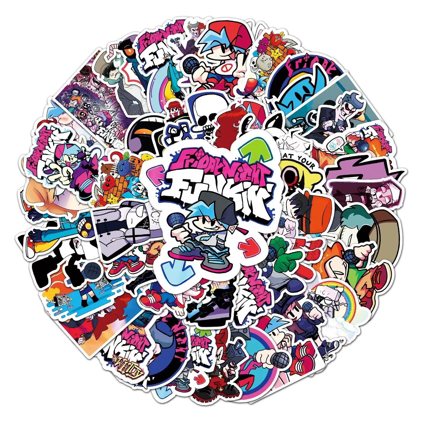 10/50pcs Game Friday Night Funkin Stickers Boyfriend Girlfriend Daddy Mommy Monster Spirit Senpai Pico Skid and Pump Decal Toy