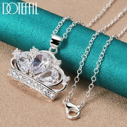 DOTEFFIL collana con ciondolo a corona in zircone AAA in argento Sterling 925 18/20/22/24/26/28/30 pollici catena per gioielli da sposa con ciondolo donna