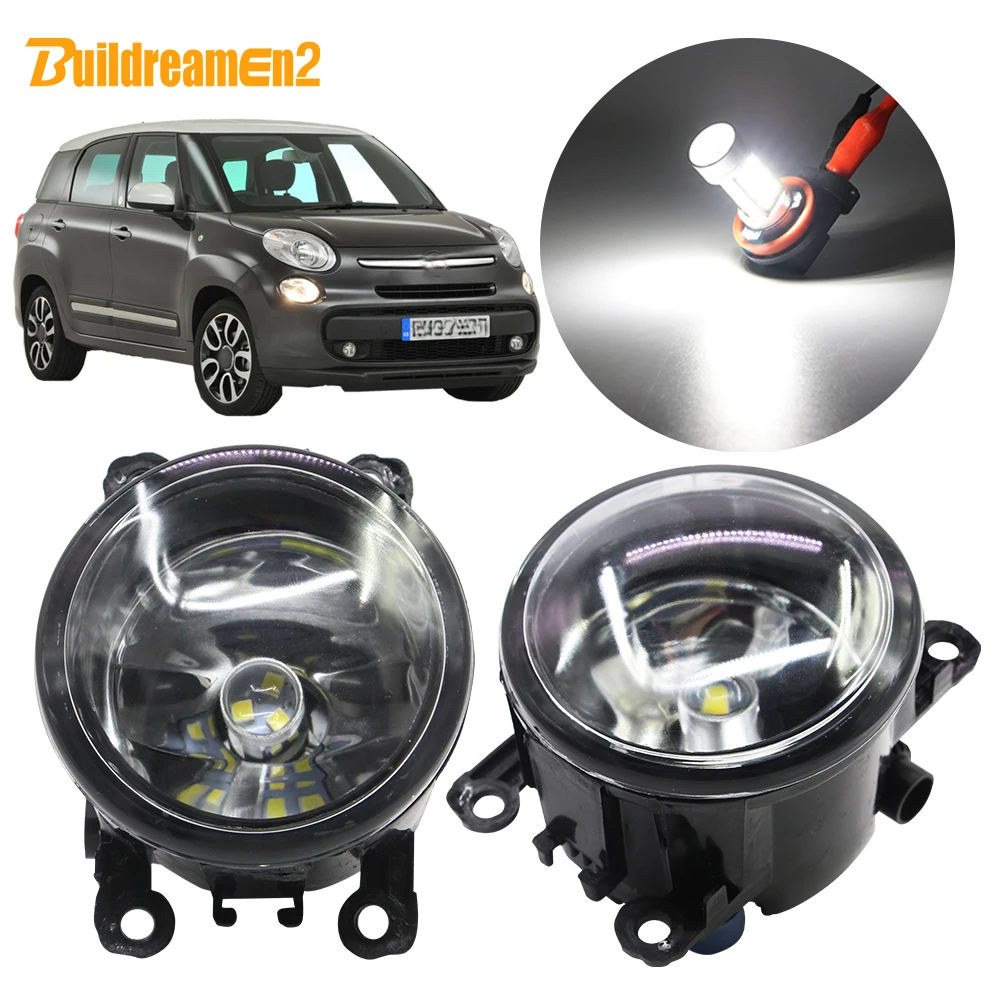 

Buildreamen2 For Fiat 500 L4 1.4L 2012 2013 2014 2015 Car H11 Fog Light Kit Lampshade + Bulb Daytime Running Light DRL 12V