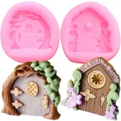 Fairy Garden Doors Silicone Mold DIY Baby Party Cupcake Topper Fondant Cake Decorating Tools Candy Clay Chocolate Gumpaste Mould