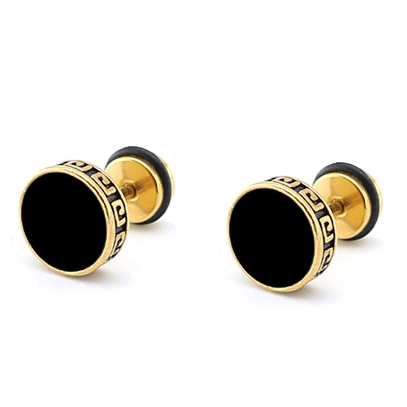 Men's Stainless Steel Earrings Horizontal Bar Earrings Jewelry Titanium Punk Black Stud Earrings For Men Boys