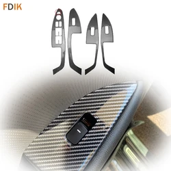 4pcs Inner Real Carbon Fiber Window Switch Button Cover Trim Panel Styling Accessories for Kia K5 Optima 2014 2015