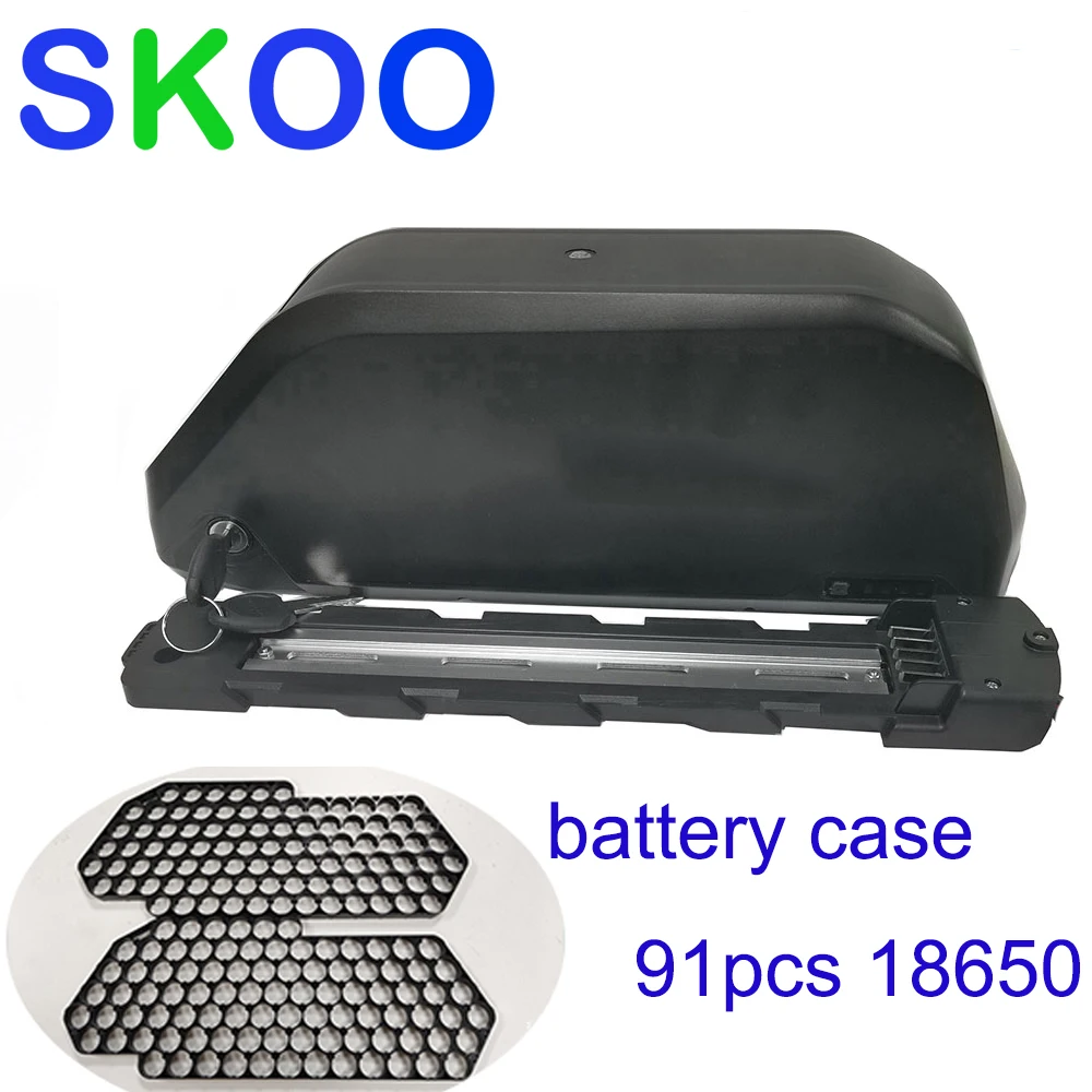 91Pcs 18650 Cells Ebike Battery Case36V/48V/52V Jumbo Shark Electric Bicycle Bike Battery Down Tube Empty Box With Nickel Strap