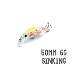 THRITOP New Fishing Bait Hard Lure 5 Different Colors Minnow Type Slowly Sinking 50MM 6G TP170 Pike Bass Fishing Accessories