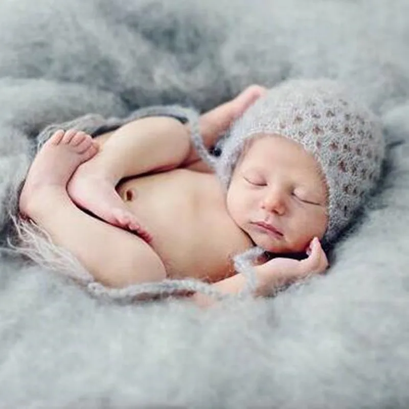

Handcraft Baby Hand Knit Mohair Bonnet Baby Photography Props Bonnet Hat Studio Clothing