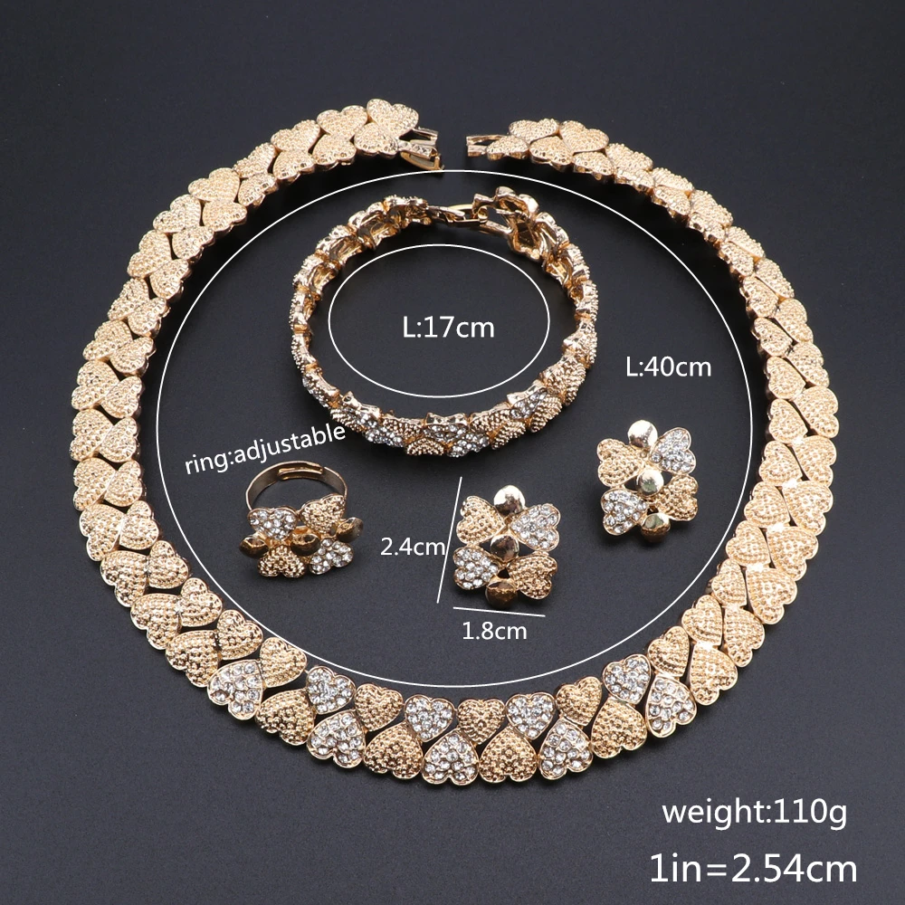 Luxury Dubai Gold color Jewelry Sets for Women African Beads Jewelry Set Turkey Bridal Necklace Earrings Set Wedding Accessories
