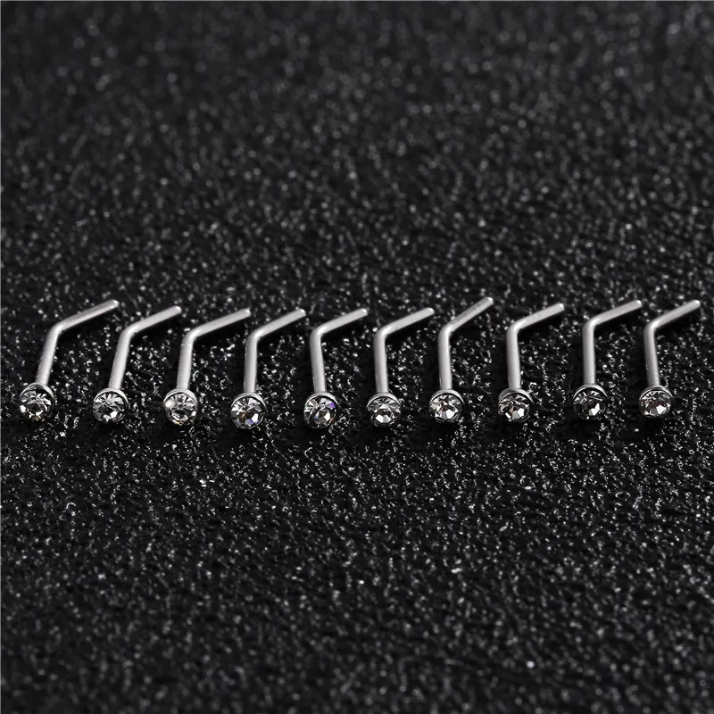 10 pcs Punk Style Stainless Steel Piercing Nose Lip Jewelry Body Jewelry For Man Women Studs 1.8mm Pick hip hop nose stud