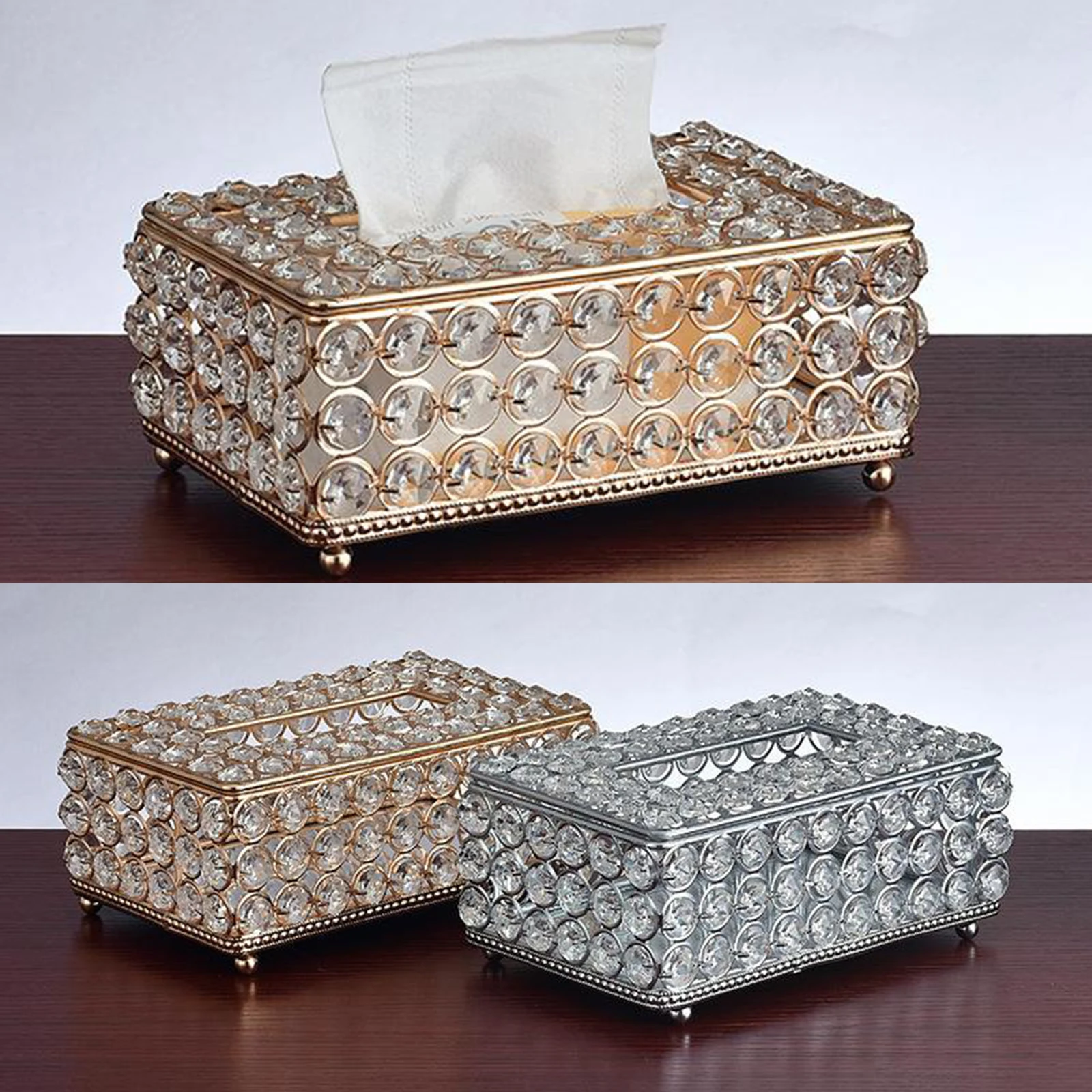 Shiny Tissue Box Elegant Napkin Holder for Living Room Bathroom Office Bar