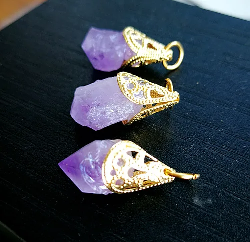 1Pcs In Europe and The Latest Fashion Natural Amethyst Earrings Necklace Pendant