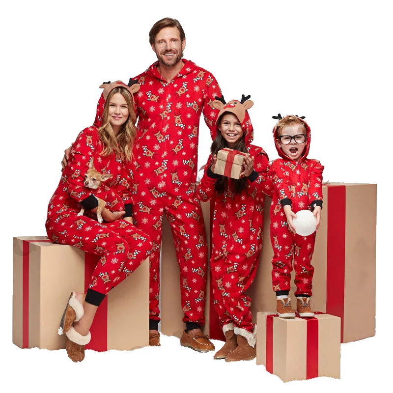 New Year\'s Family Matching Christmas Pajamas Sets Mom and Dad Baby Kid Clothes Print Family Outfits Sleepwear Nightwear 4 Styles