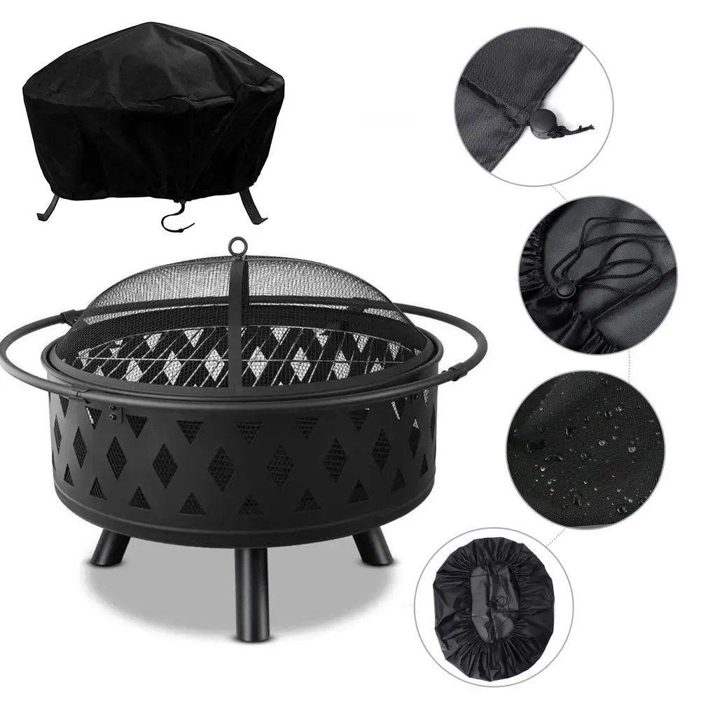 Oxford Cloth Round Fire Pit Cookware Cover Case Dust Waterproof And Weather Resistant Covers For Garden Outdoor Protective Cases