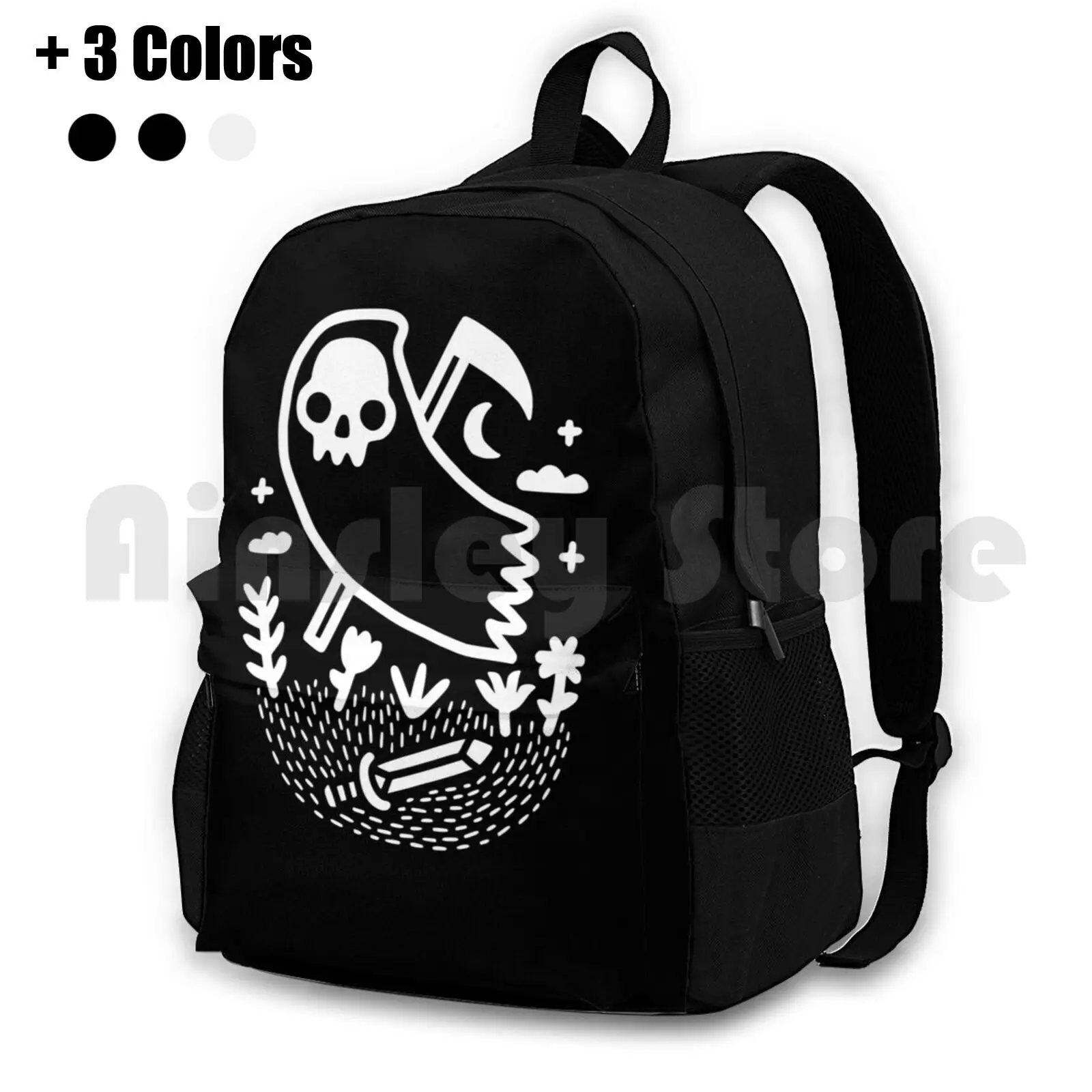 Another Grim Night Outdoor Hiking Backpack Riding Climbing Sports Bag Death Skull Skulls Halloween Grim Reaper Grim Reaper