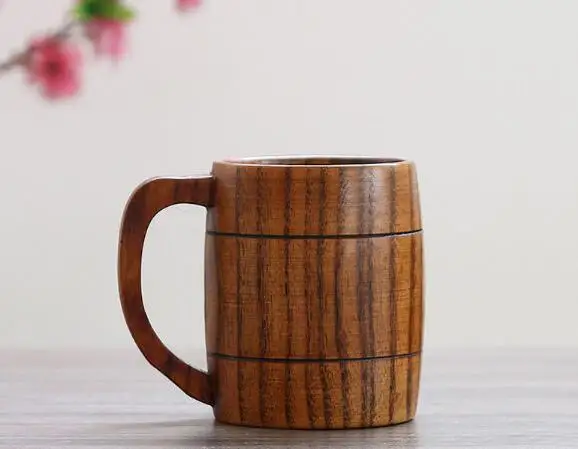 New Eco-friendly 400ml Classical Wooden Beer Tea Coffee Cup Mug Water Bottle Heatproof Home Office Party Drinkware